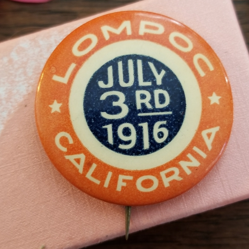 Relisted -Antique Lompoc CA July 3rd 1916 button pin race - Picture 2 of 15